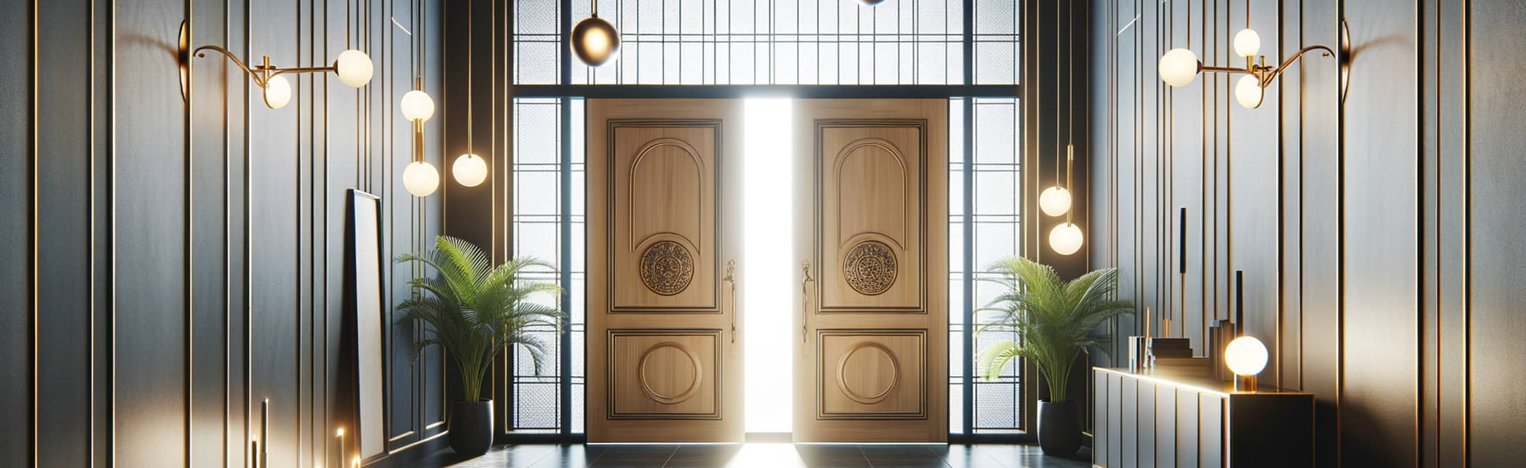 Photographie éditoriale de portes d'intérieur modernes et tendance pour 2026.