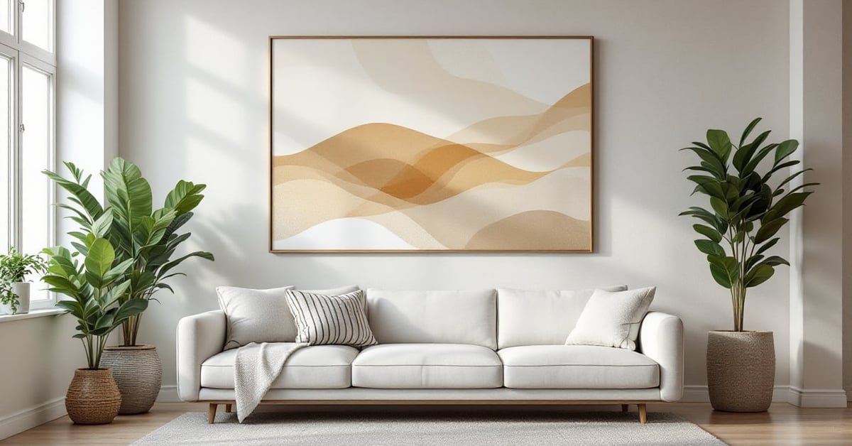 Décoration murale pour salon moderne avec tableau et éléments décoratifs élégants
